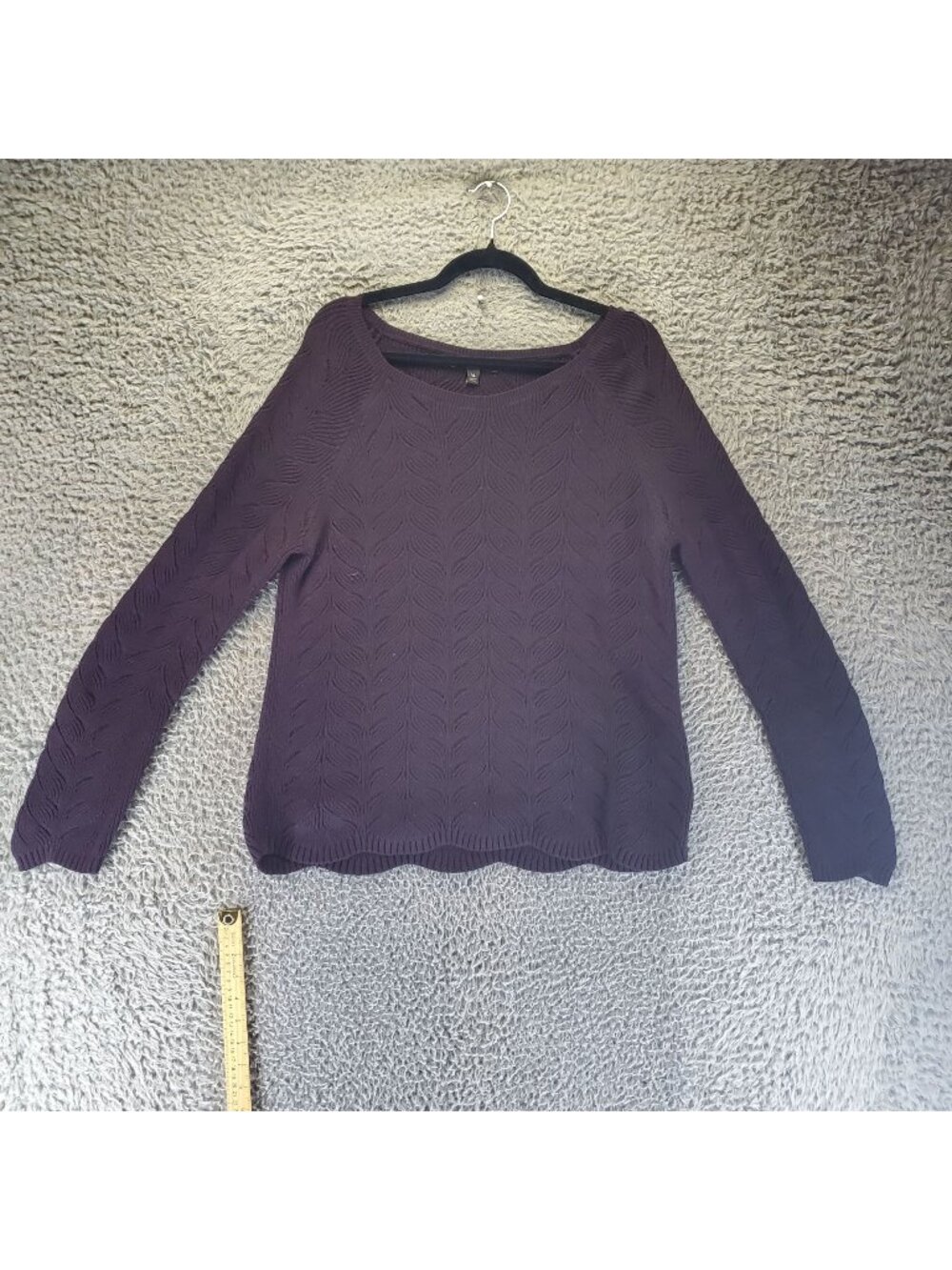 Banana Republic Sweater Womens XL Purple Textured Scalloped Hem Cotton Blend